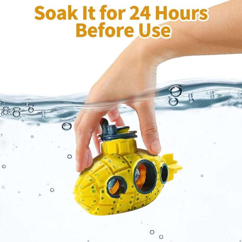Moonorange Aquarium Air Bubbler Decoration, Realistic Submarine Ornament for Aquarium Fish Tank (Submarine-Yellow) - Image 4